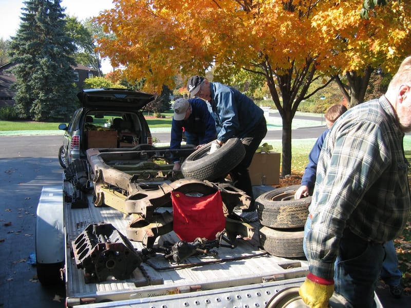 Unloading the trailer