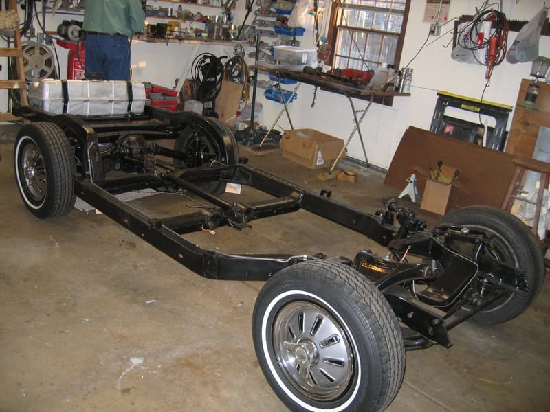 Painted frame with wheels on
