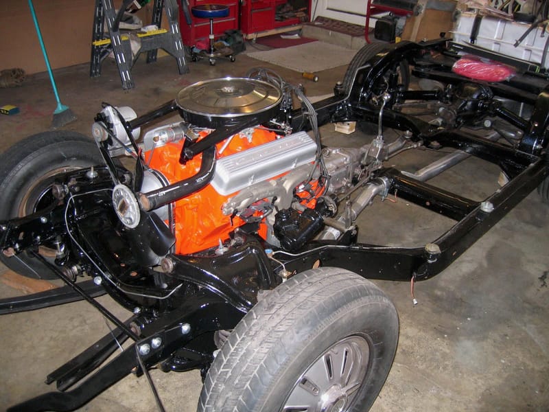 Painted frame with engine installed